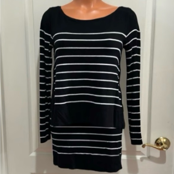 WHBM WHITE HOUSE BLACK MARKET Double Layer Long Sleeve Tunic Dress XS - Picture 2 of 14